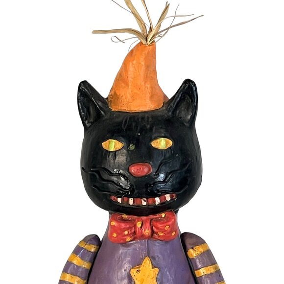 vtg Mark Roberts Black Cat Trick Treat Halloween Folk Art Figurine 16"Tall - Picture 3 of 9